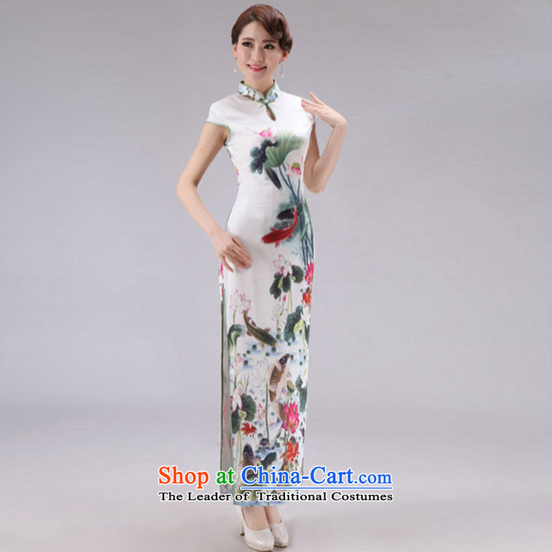 At the end of light Silk Cheongsam summer improved improved long stylish elegance of ethnic etiquette Sau San PYMXYG026 clothing at the  end of the picture color XXL, light , , , shopping on the Internet
