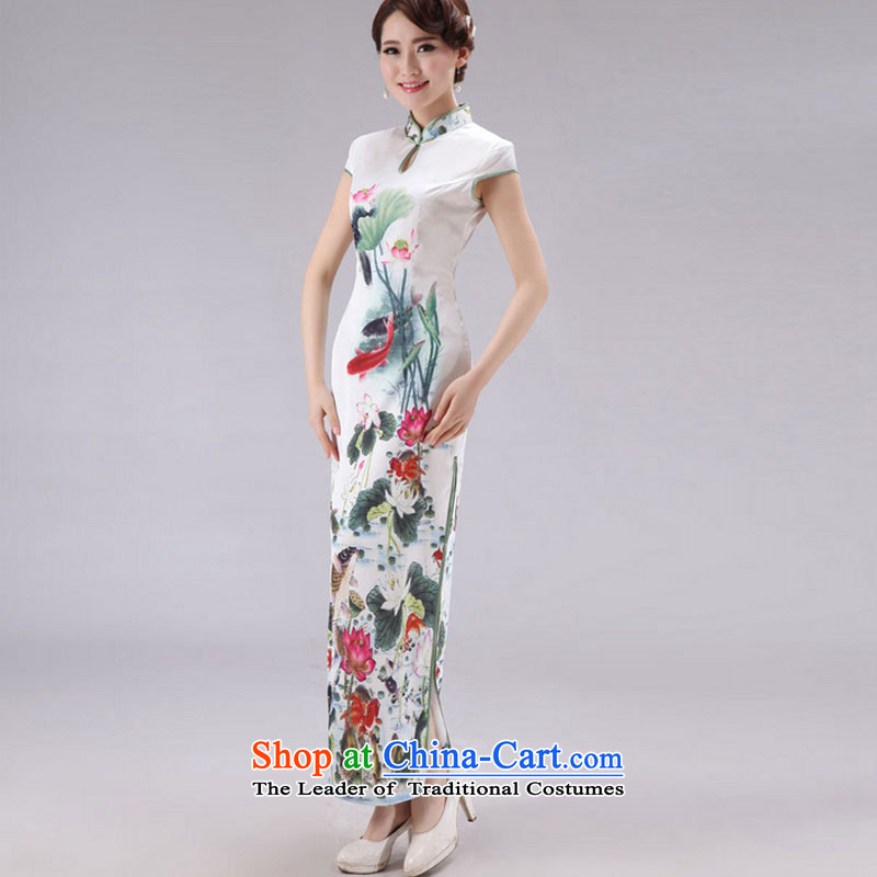 At the end of light Silk Cheongsam summer improved improved long stylish elegance of ethnic etiquette Sau San PYMXYG026 clothing at the  end of the picture color XXL, light , , , shopping on the Internet
