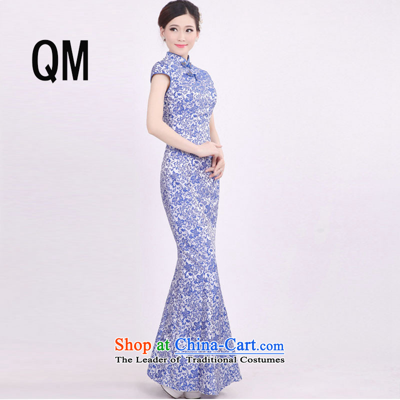 At the end of the summer of qipao light improved retro porcelain Sau San ethnic long daily crowsfoot_ evening performances?PYMXYG051 etiquette?picture color?S