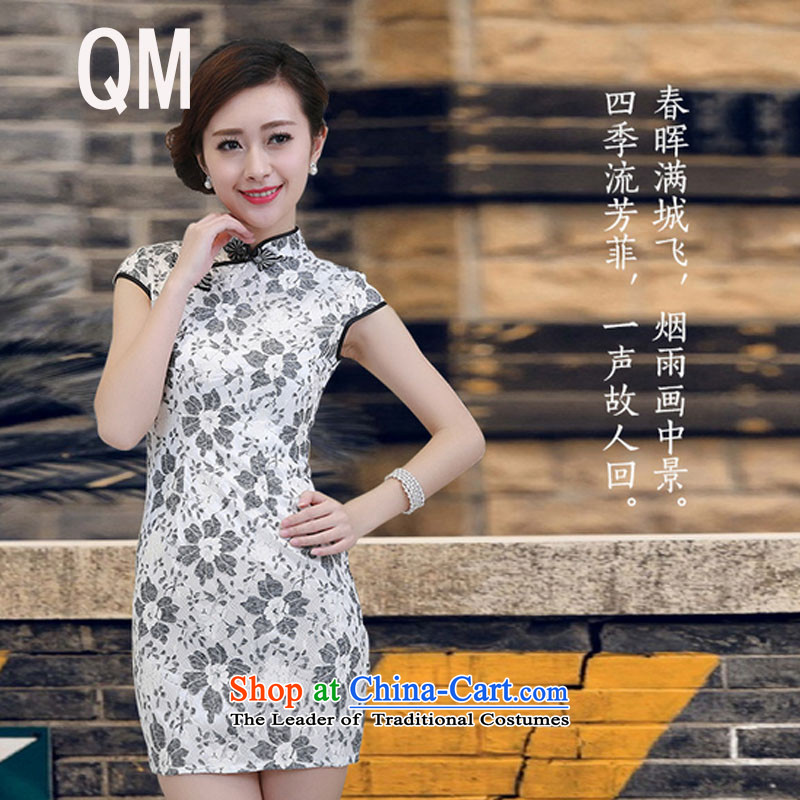 At the end of the summer of qipao light improved graphics thin, short-sleeved Sau San-to-day national wind lace dresses dress?PYMXYG095?picture color?M