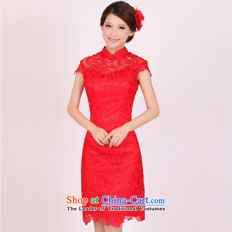 The end of the short period of the summer of light, national feng shui soluble lace bows red even improved cheongsam dress PYMXYG100 red light at the end of L, , , , shopping on the Internet