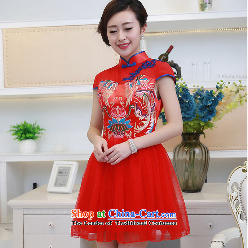 At the end of the summer of qipao light improved wedding dress brocade coverlets red bows services short-sleeved bridal dresses PYMXYG128 red light at the end of M , , , shopping on the Internet