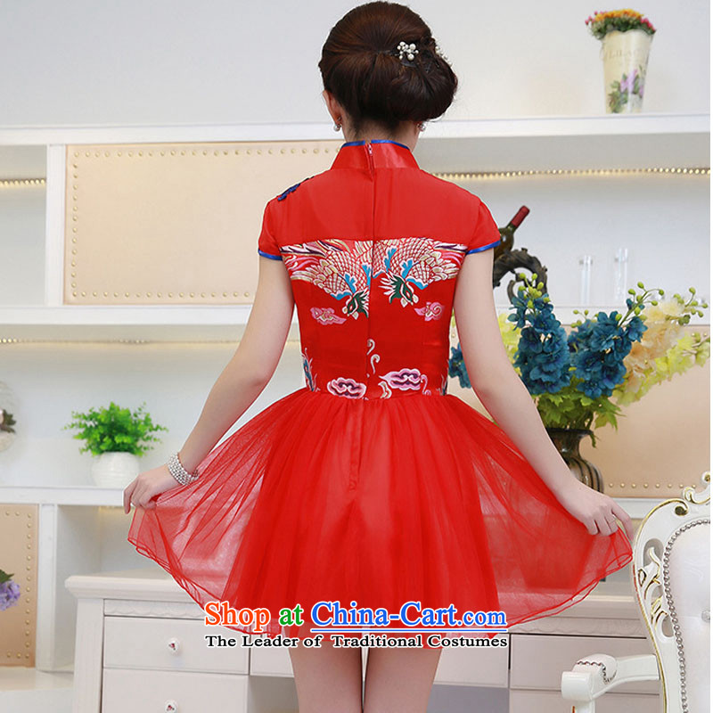 At the end of the summer of qipao light improved wedding dress brocade coverlets red bows services short-sleeved bridal dresses PYMXYG128 red light at the end of M , , , shopping on the Internet