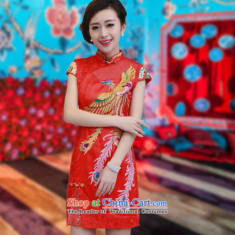 At the end of the summer of qipao light improved wedding dress brocade coverlets red bows services stylish collar short-sleeved red light at the end of PYMXYG130 XXL, shopping on the Internet has been pressed.