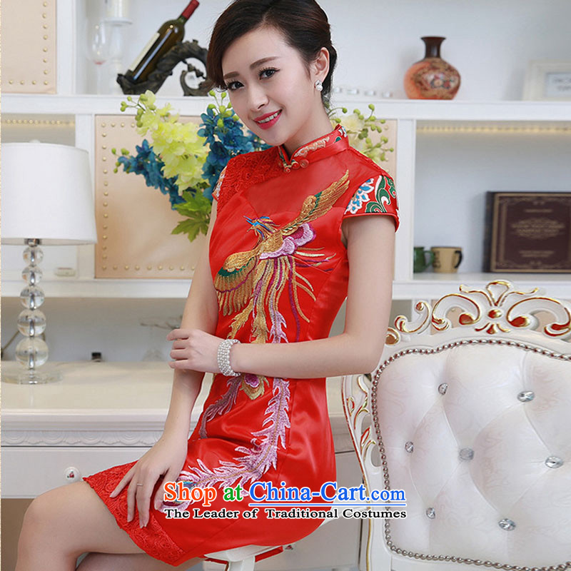 At the end of the summer of qipao light improved wedding dress brocade coverlets red bows services stylish collar short-sleeved red light at the end of PYMXYG130 XXL, shopping on the Internet has been pressed.