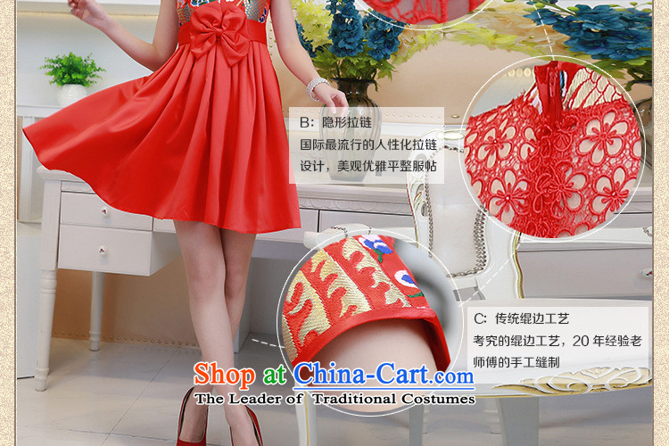 At the end of the summer of qipao light improved wedding dress brocade coverlets stylish red shorts, short-sleeved clothing PYMXYG132 collar bows red L picture, prices, brand platters! The elections are supplied in the national character of distribution, so action, buy now enjoy more preferential! As soon as possible.