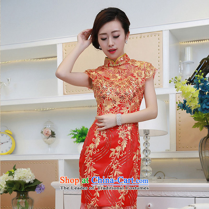 At the end of the summer of qipao light improved wedding dress bows services lace brides red fashion clothing evening dress PYMXYG133 red light at the end of L, , , , shopping on the Internet