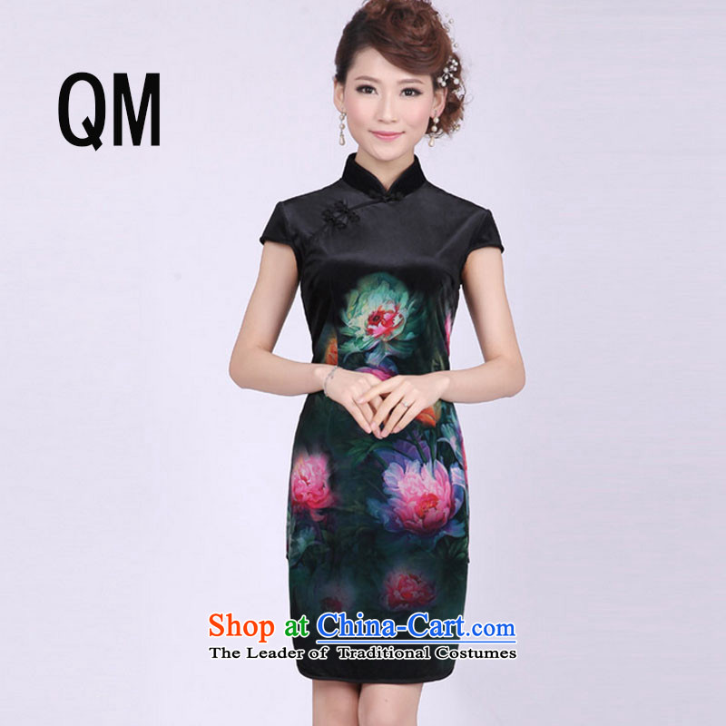 At the end of Light Black sexy daily retro Sau San ethnic marriages Phoenix cheongsam dressPYMXYG148picture colorXL