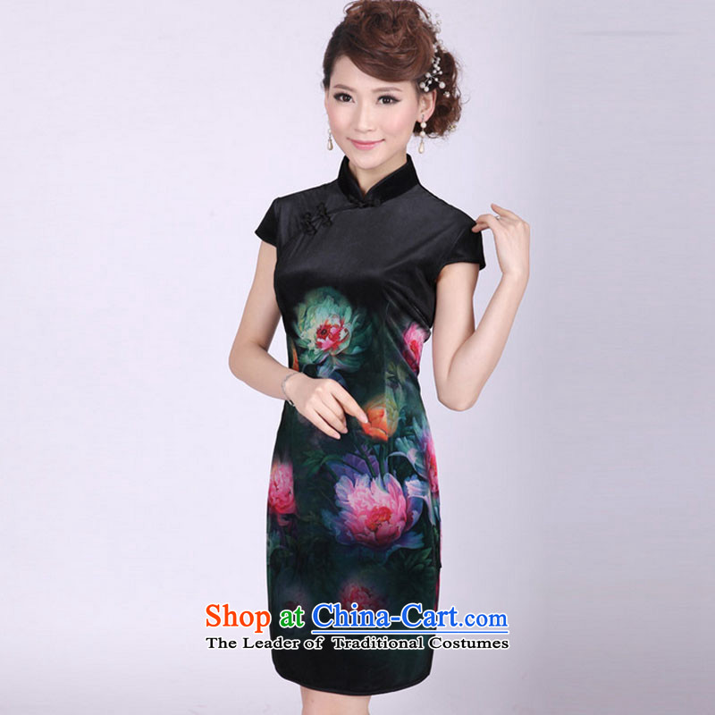At the end of Light Black sexy daily retro Sau San ethnic marriages Phoenix cheongsam dress PYMXYG148 picture color light at the end of XL, , , , shopping on the Internet