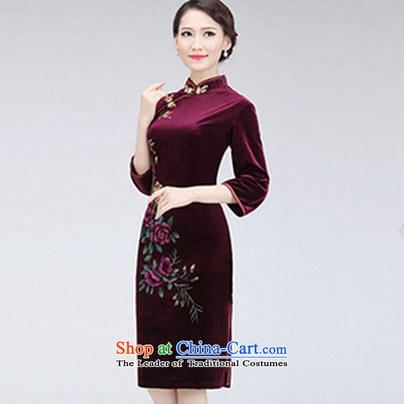 At the end of light and stylish retro Sau San wedding velvet gown mother women improved qipao PYMXYG150-1 picture color light at the end of , , , XXL, shopping on the Internet