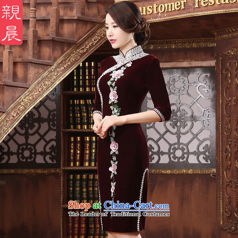 The wedding-dress Kim long skirt qipao scouring pads) Older Mother New wedding in summer and autumn large dresses short-sleeved) M, PRO-AM , , , shopping on the Internet