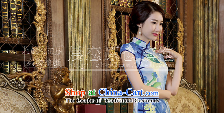 Morning new qipao land long nightmare for summer high on sepia short, stylish Chinese qipao improved graphics thin blue L pictures synchronized, prices, brand platters! The elections are supplied in the national character of distribution, so action, buy now enjoy more preferential! As soon as possible.