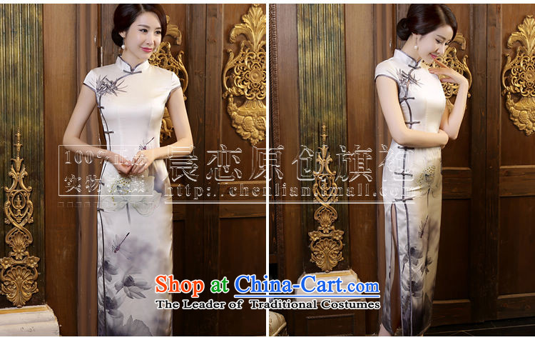 Morning new qipao land long summer short of improvement and Stylish retro silk CHINESE CHEONGSAM video sauna thin Light Gray Ink M picture, prices, brand platters! The elections are supplied in the national character of distribution, so action, buy now enjoy more preferential! As soon as possible.