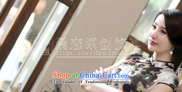 Morning new qipao Land summer short of improvement and Stylish retro herbs extract heavyweight Silk Cheongsam video thin ink Nga Light Gray XL Photo, prices, brand platters! The elections are supplied in the national character of distribution, so action, buy now enjoy more preferential! As soon as possible.