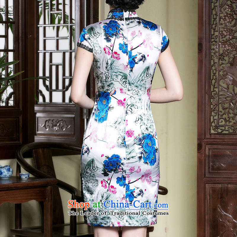 The seal of a new summer, Heavyweight Silk Cheongsam stylish improved lace insets Mock-neck Chinese traditional dresses picture color L, seal decreased by , , , shopping on the Internet