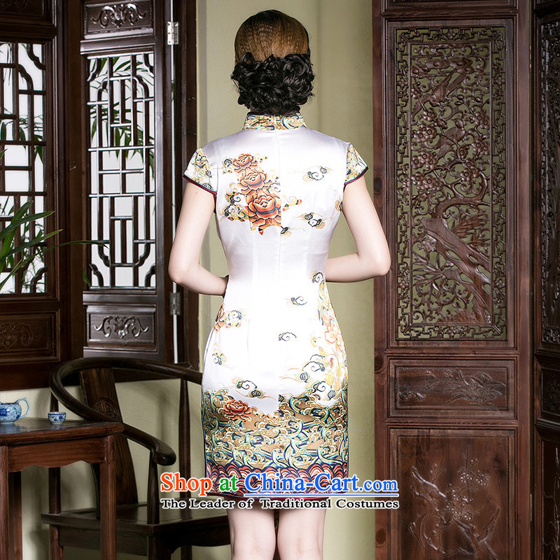 The seal of a new summer) * Xiangyun heavyweight Silk Cheongsam improved daily improved stamp and the relatively short time of qipao skirt picture color M seal decreased by , , , shopping on the Internet