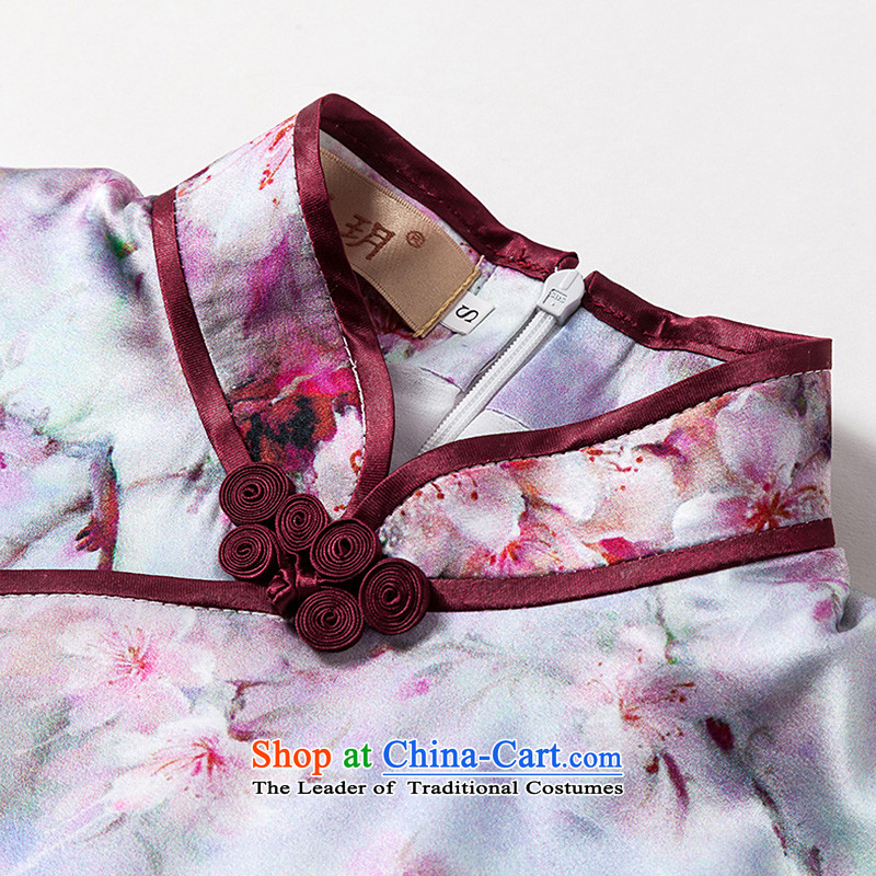 The seal of a new summer, Heavyweight Silk Cheongsam herbs extract improved daily Ms. traditional stylish dresses picture color L, seal decreased by , , , shopping on the Internet