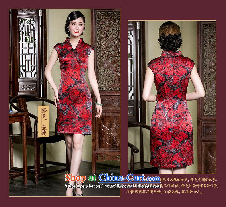 The improvement of retro seal V-Neck short-sleeve Sau San qipao heavyweight Silk Cheongsam Ms. Tang dynasty summer dresses wine red L picture, prices, brand platters! The elections are supplied in the national character of distribution, so action, buy now enjoy more preferential! As soon as possible.