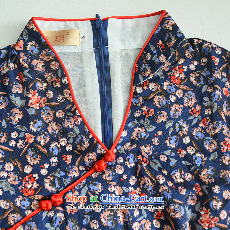 The seal of a new summer, floral open heavyweight Silk Cheongsam short, improved day-to-day of the forklift truck antique dresses SAIKA M seal decreased by , , , shopping on the Internet
