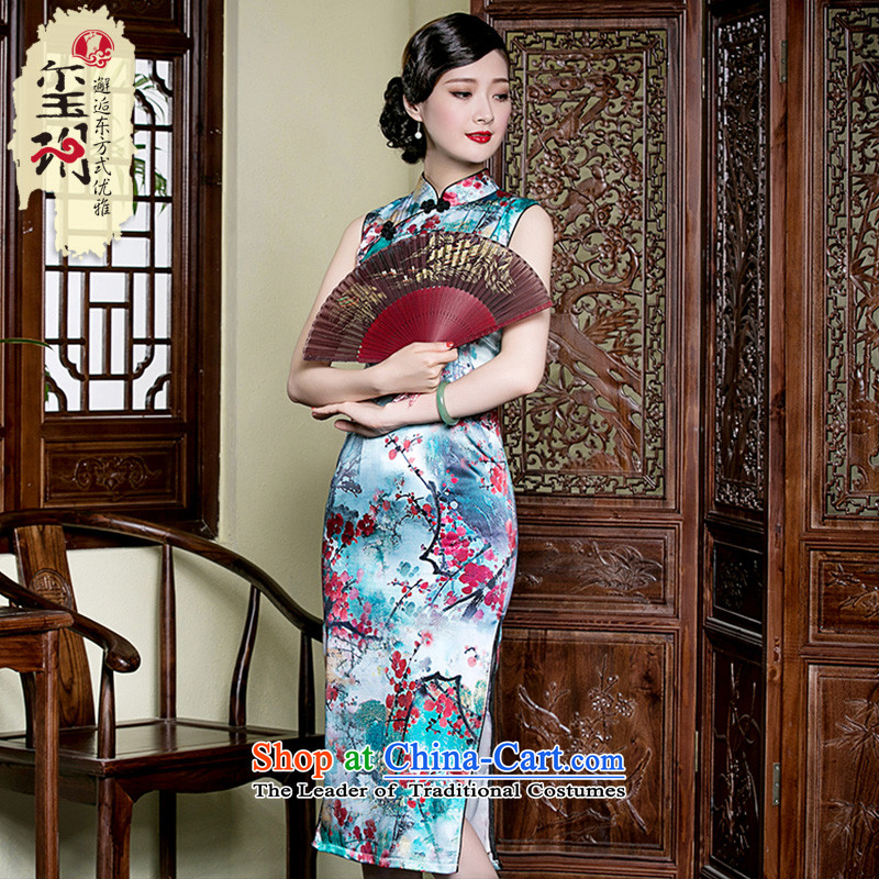 Seal of a new summer sleeveless in long Silk Cheongsam improved day-to-day Chinese dresses elegant dresses picture color L, seal decreased by , , , shopping on the Internet