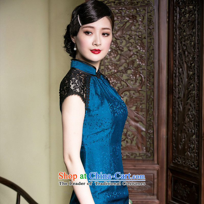 Seal of Chinese improved cheongsam dress Sau San video silk thin lace stitching aristocratic Ms. stylish colors , seal qipao picture of , , , shopping on the Internet