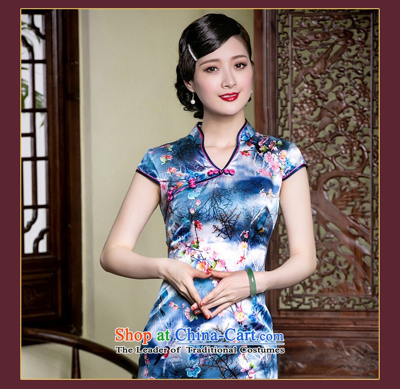 The improvement in the summer of seal V-Neck qipao heavyweight silk stamp stylish and elegant Chinese ethnic dresses picture color S picture, prices, brand platters! The elections are supplied in the national character of distribution, so action, buy now enjoy more preferential! As soon as possible.