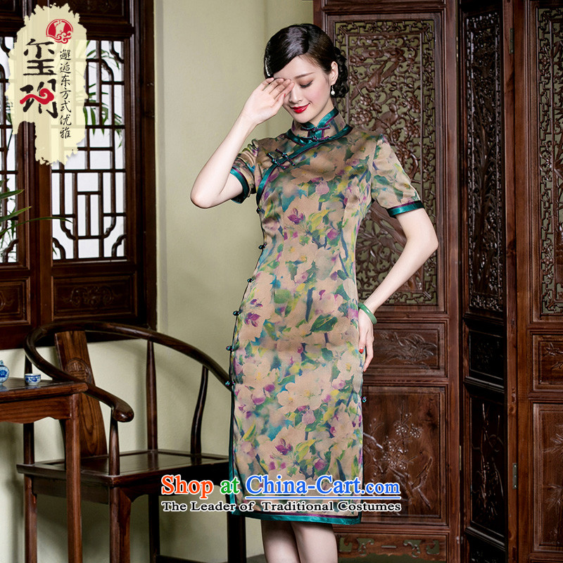 The principle of high-end seal retro cloud of incense on the Silk Cheongsam in yarn long heavy industry tray clip bilateral Chinese Dress dresses picture color S pre-sale for 15 days, the seal of , , , shopping on the Internet