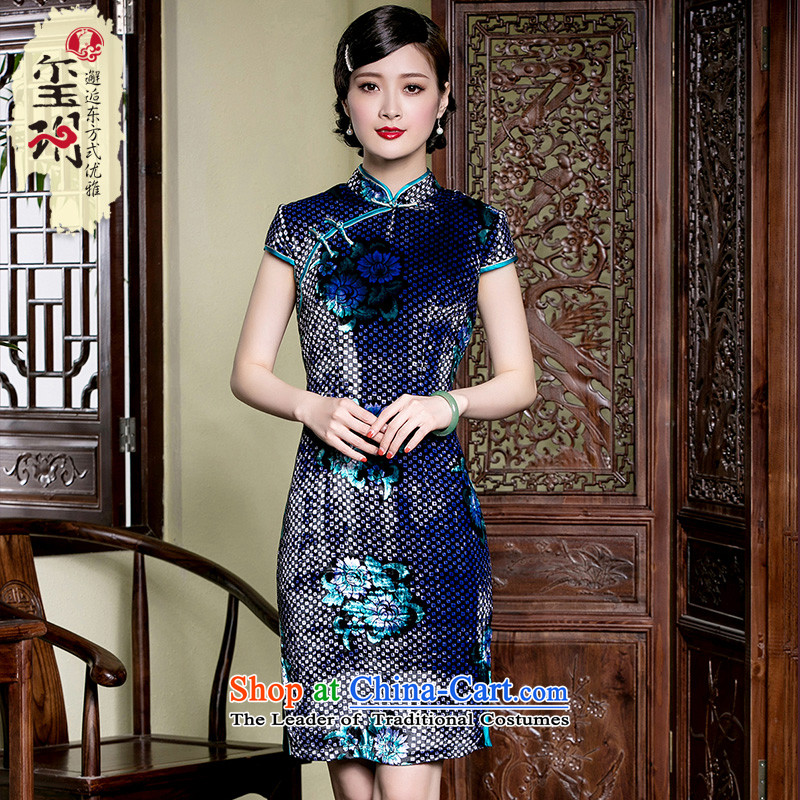 The seal of a new summer, Silk Cheongsam retro-burned improved elegant qipao Ms. Mama dresses picture color XL