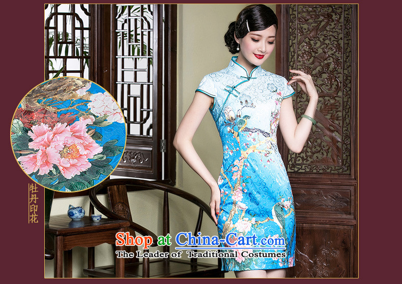The seal of a new summer, cotton jacquard improved daily cheongsam elegant qipao and Stylish retro Ms. dresses blue peony M picture, prices, brand platters! The elections are supplied in the national character of distribution, so action, buy now enjoy more preferential! As soon as possible.