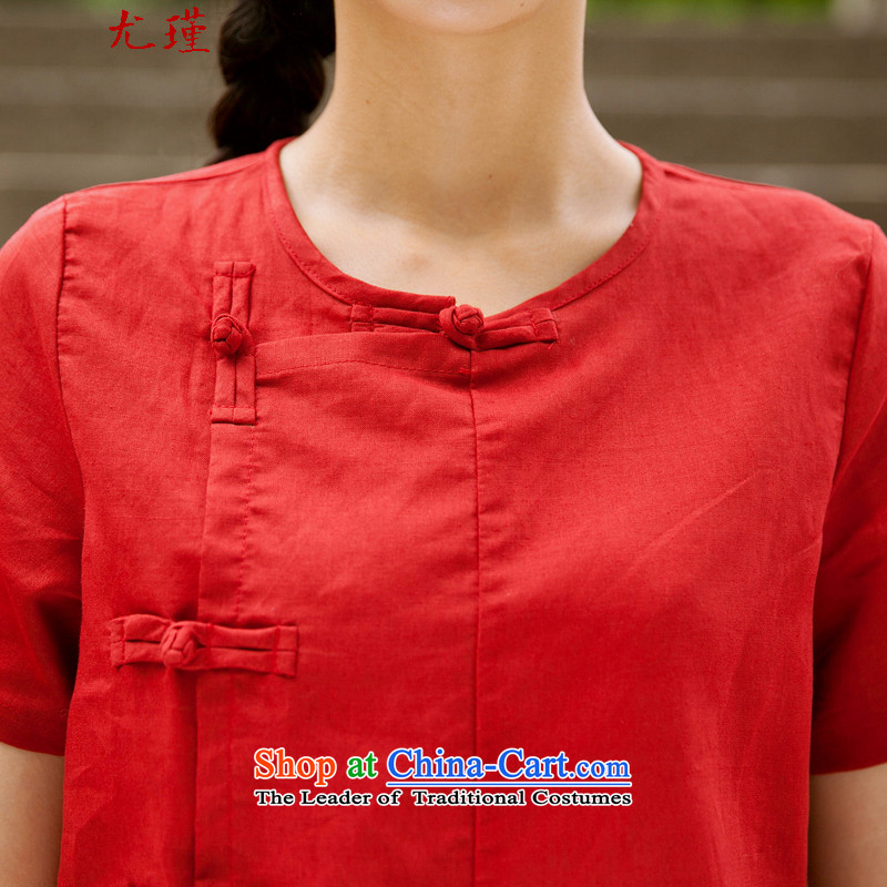 In particular ethnic 2015 Keun-young Women's Summer cotton linen Chinese clothing retro small clothes improved Tang dynasty short plate fasteners M, particularly Keun-red shirt (youjin) , , , shopping on the Internet