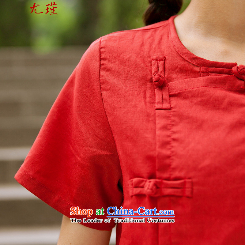 In particular ethnic 2015 Keun-young Women's Summer cotton linen Chinese clothing retro small clothes improved Tang dynasty short plate fasteners M, particularly Keun-red shirt (youjin) , , , shopping on the Internet