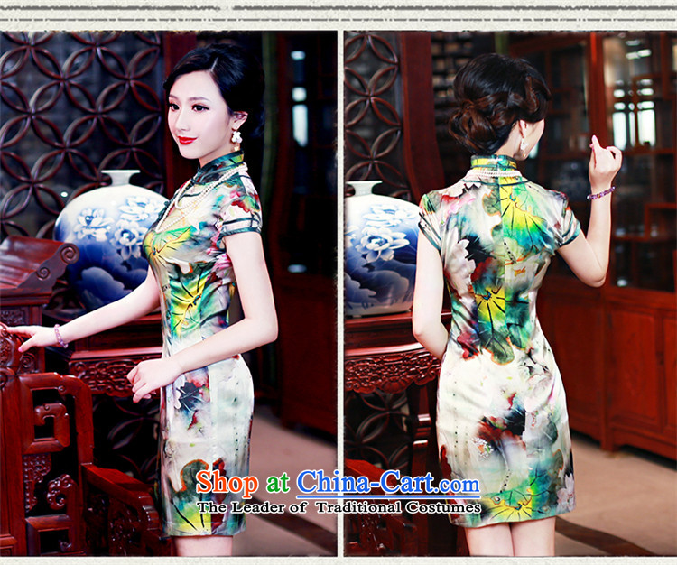After 2015 Summer wind new Stylish retro short-sleeved sauna Silk Cheongsam Silk Cheongsam 5434 5434 suits women XL Photo, prices, brand platters! The elections are supplied in the national character of distribution, so action, buy now enjoy more preferential! As soon as possible.