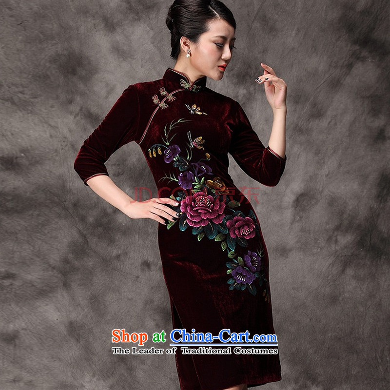 In line long-sleeved cloud. Kim qipao hand-painted silk peony flowers in older mother married replacing Tang dynasty AQE8868 dress in purple cuff XXXXL, youthinking cloud (Line In) , , , shopping on the Internet