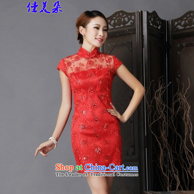 Jia Mei    2015 Flower new wedding dresses marriages of nostalgia for the improvement of services qipao 6638# red bows wedding dress female RED M JIA MEI (JIA MEI DUO) , , , shopping on the Internet