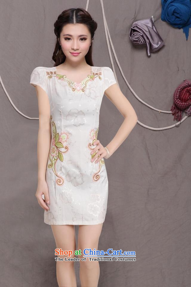 Jia Mei  2015 new improvements flower girl cheongsam dress Stylish retro Sau San daily qipao temperament, dresses 6078# short light yellow L picture, prices, brand platters! The elections are supplied in the national character of distribution, so action, buy now enjoy more preferential! As soon as possible.