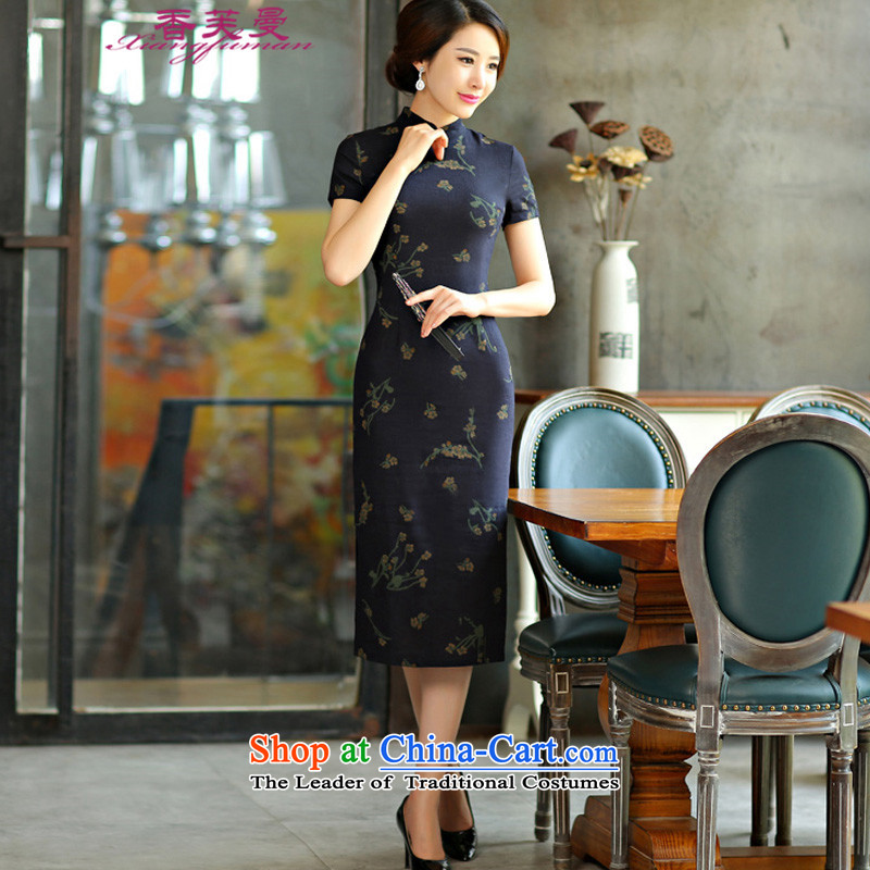 The Champs Elysees to Cayman         2015 Summer retro graphics in Short Thin Sau San large cuff improved linen long skirt #9007 qipao 9008# XXL, Mui-green to Amman (xiangfuman) , , , shopping on the Internet