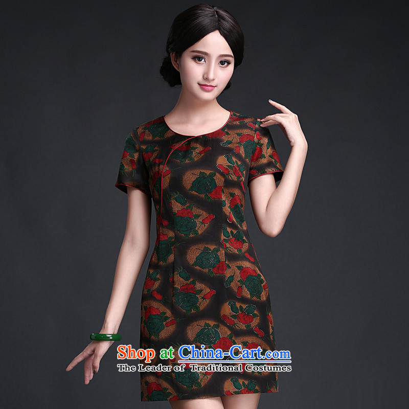 China Ethnic classic 2015 Summer Scent of silk yarn daily short Ms. cloud, short-sleeved cheongsam dress improvement as M China stylish classic (HUAZUJINGDIAN Serb) , , , shopping on the Internet