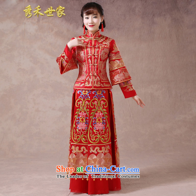 Sau Wo saga longfeng use skirt use bride bows service wedding dress red Chinese wedding retro wedding dress 2015 new summer-hi-service qipao Wo Service s of large red, Sau Wo family shopping on the Internet has been pressed.