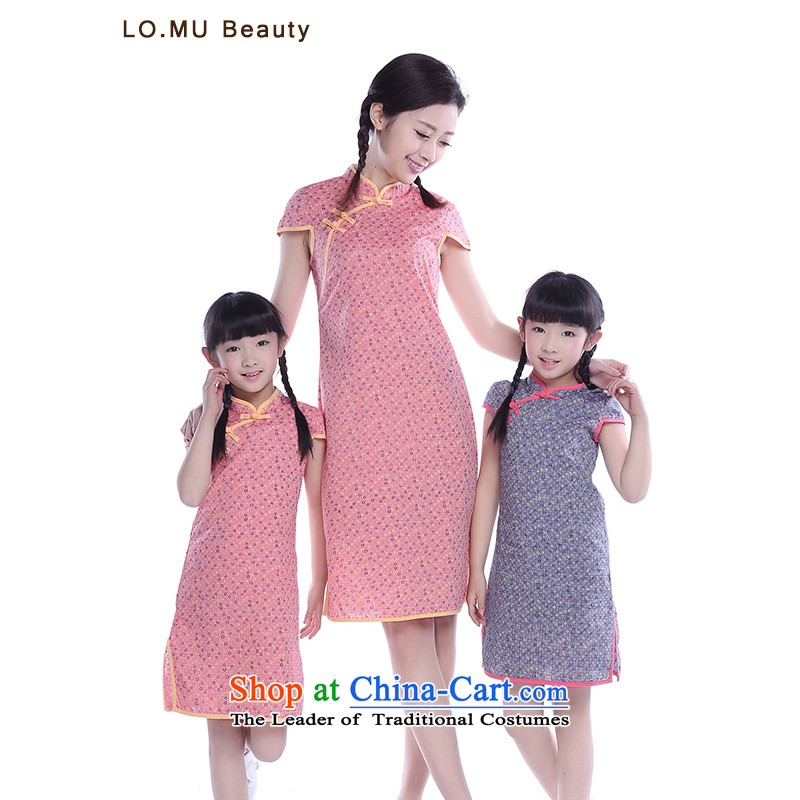 Children's Wear load summer parent-child 2015 cotton linen ethnic girls Tang dynasty retro mother and daughter replacing cheongsam dress summer red floral - children, 125 cm ,LO.MU beauty,,, shopping on the Internet