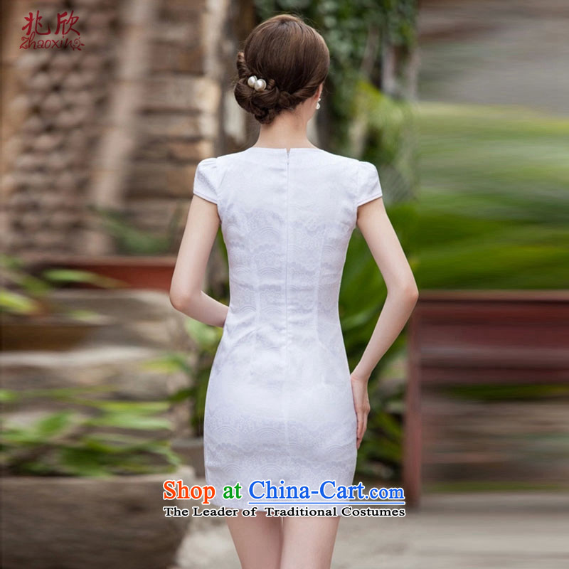 Siu Yan 2015 new cheongsam female summer short of Stylish retro dresses embroidery of the forklift truck without the square-cut dress map color S, Siu Yan Shopping on the Internet has been pressed.