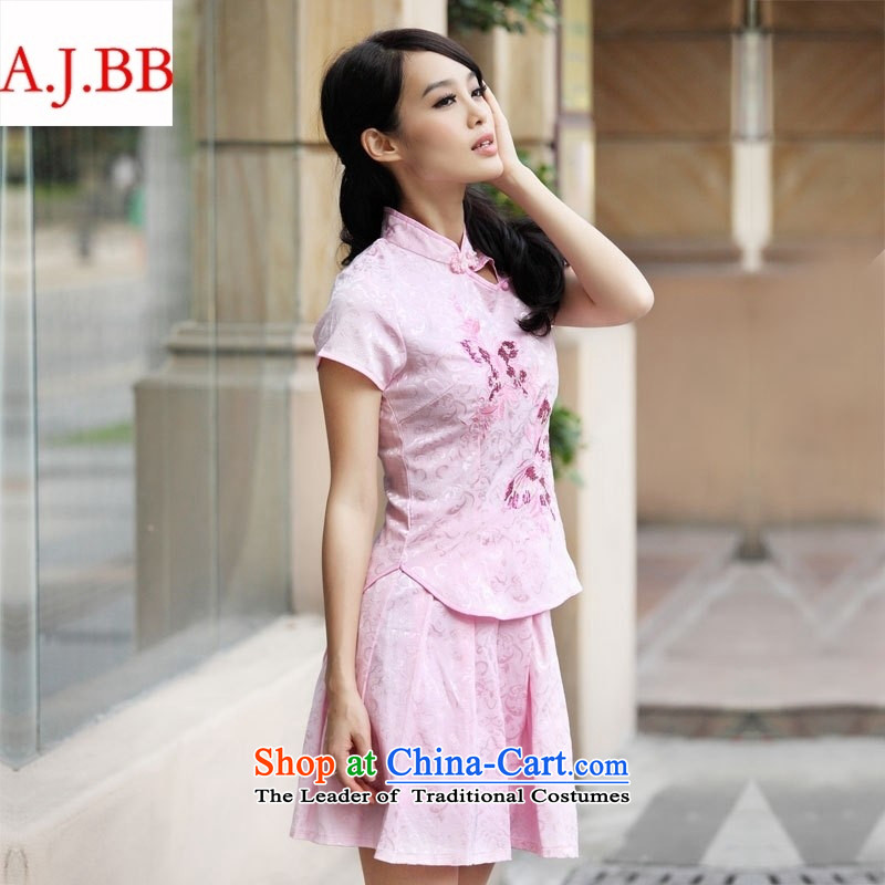 Orange Tysan _A summer new cheongsam kit elegant reminiscent of the Chinese for the butterfly qipao fresh skirt pink?L