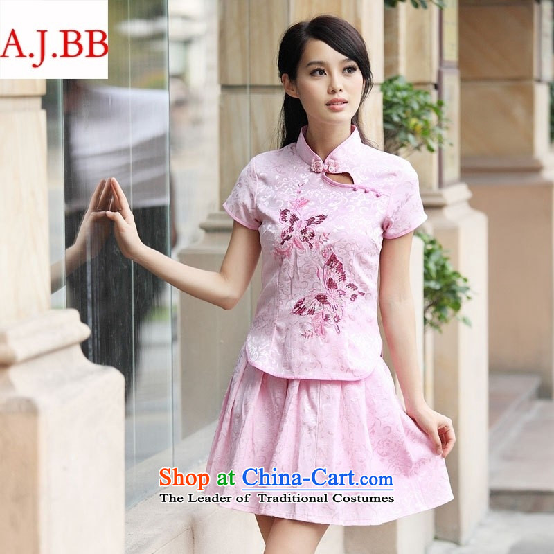 Orange Tysan *A summer new cheongsam kit elegant reminiscent of the Chinese for the butterfly qipao fresh skirt pink L,A.J.BB,,, shopping on the Internet