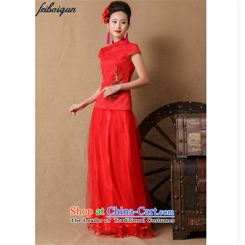 The new 2015 topology magic marriages gift qipao skirt red long bows and stylish evening dresses Red Devils topology (SPIRITSSOO XL,....) shopping on the Internet