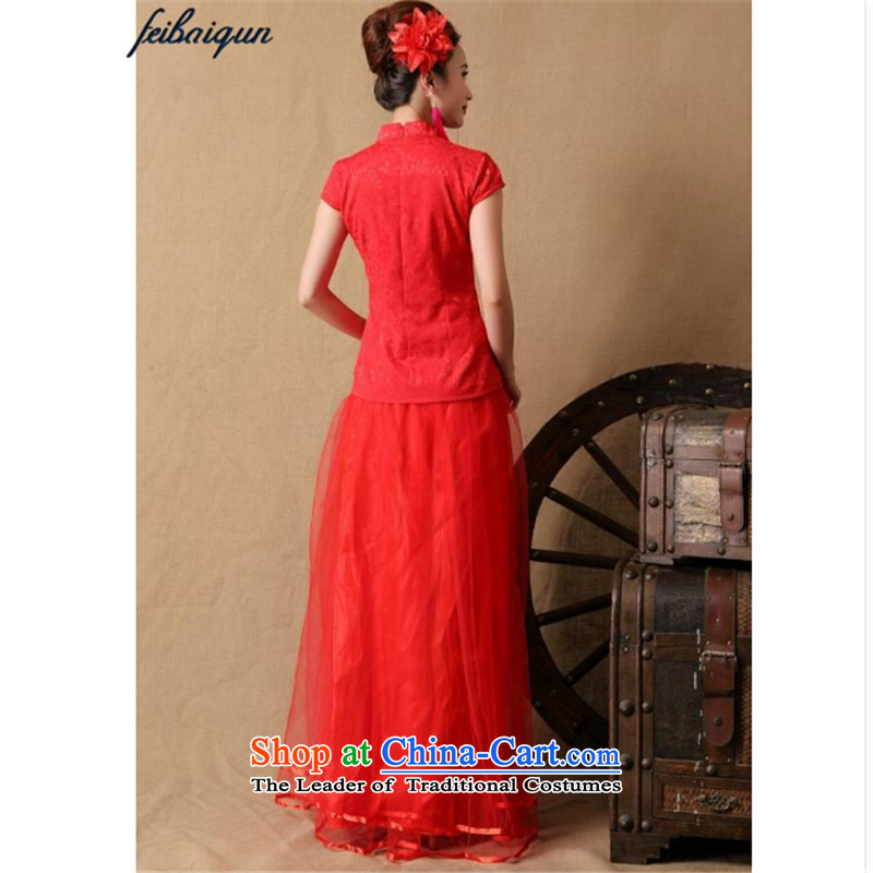 The new 2015 topology magic marriages gift qipao skirt red long bows and stylish evening dresses Red Devils topology (SPIRITSSOO XL,....) shopping on the Internet
