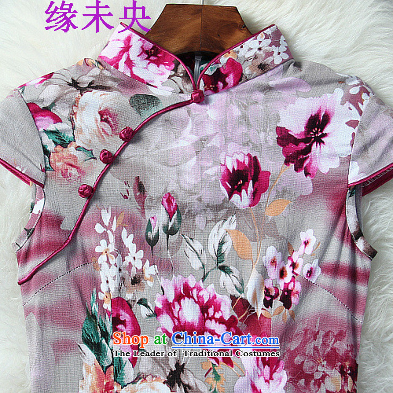 Edge 2015 European sites Yanta new summer for women is pressed flowers stamp of the forklift truck qipao 1172 color pictures of the Sau San XL, edge Yanta shopping on the Internet has been pressed.
