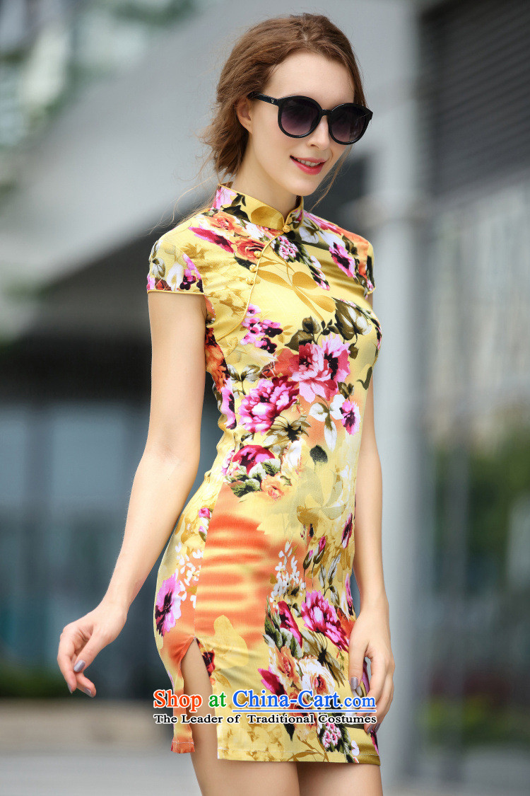 Flower domain the new Europe and the 2015 summer flowers women need to come to grips with stamp of the forklift truck Sau San cheongsam dress 1172 yellow. 2XL Photo, prices, brand platters! The elections are supplied in the national character of distribution, so action, buy now enjoy more preferential! As soon as possible.