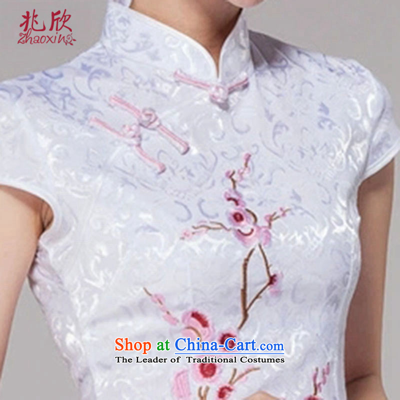 Siu Yan retro style qipao two kits for summer 2015 new everyday dress ruyi breasted dress White XL, Siu Yan Shopping on the Internet has been pressed.