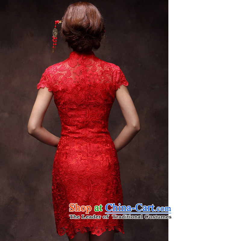 Lace retro short, bows to marry Sau San red 2015 new spring Chinese style qipao bride red XL payment for about a week shipment, Eason Chan point , , , shopping on the Internet
