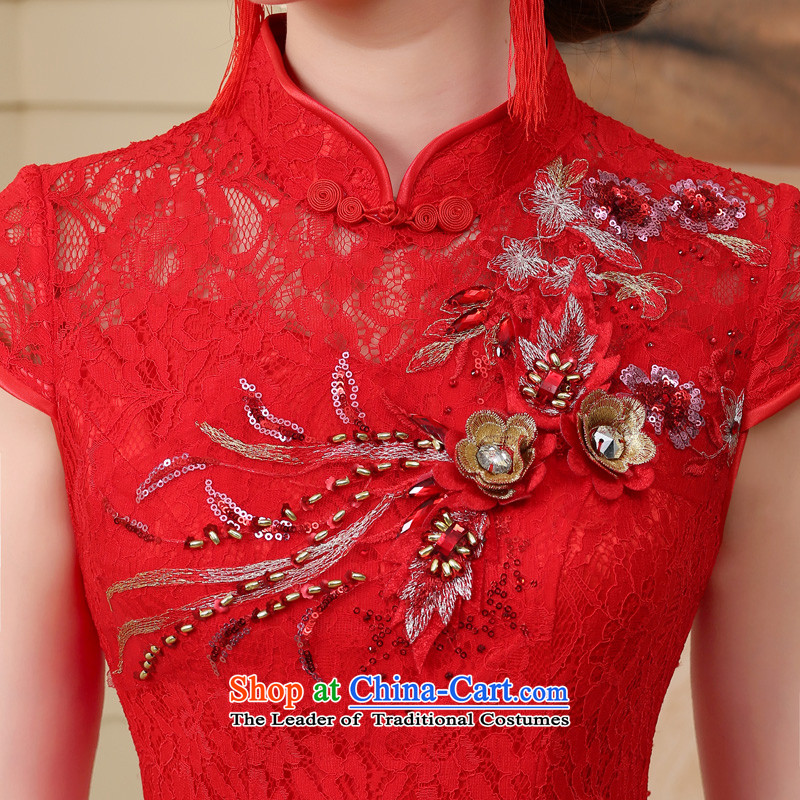 7 7 color tone 2015 Summer new marriages wedding dresses qipao services bows red crowsfoot Q001 Sau San red short, XL, 7 color 7 Tone , , , shopping on the Internet