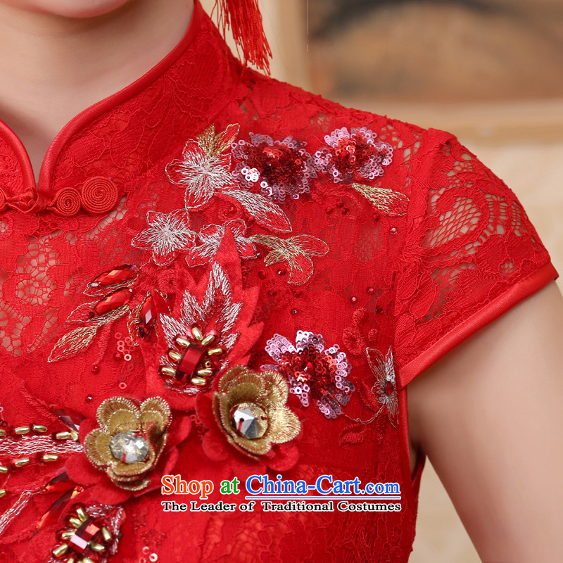 7 7 color tone 2015 Summer new marriages wedding dresses qipao services bows red crowsfoot Q001 Sau San red short, XL, 7 color 7 Tone , , , shopping on the Internet